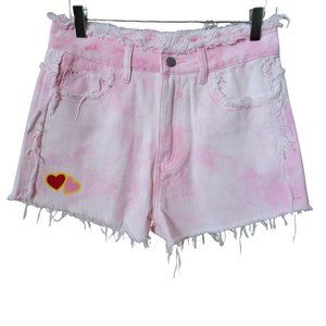Shein x Care Bears High Waisted Frayed Pink Denim Jean Shorts